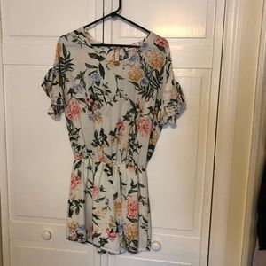 Floral shirt jumpsuit